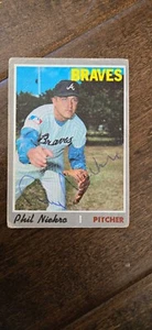 1970 TOPPS SIGNED AUTO CARD PHIL NIEKRO BRAVES BLUE JAYS INDIANS YANKEES HOF 160 - Picture 1 of 1