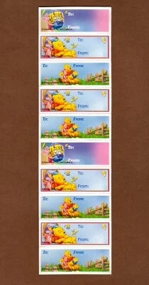 Набор из 10 самоклеящихся подарочных бирок с Винни-Пухом — 3 дизайна поросенок Disney Giftco - Изображение 1 из 3