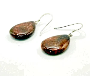 Pendientes de plata 925 jaspe marrón I 16 x 22 mm I (TNT- 7) - Imagen 1 de 2