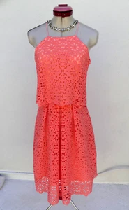 MARCS Coral Pink Lace DRESS Size 8 Overlay Sleeveless Party Cocktail Prom Event - Picture 1 of 6