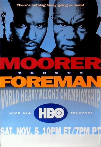 Original Vintage George Foreman vs. Michael Moorer Boxing Fight Large Poster Cover
