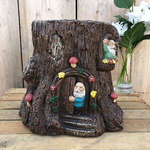 Magical Fairy House Tree Trunk Stump Herb Flower Planter Garden Plant Bucket Pot