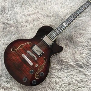 Custom Semi Hollow Body 12-strings Electric Guitar Brown Flower Inlay HH Pickups - Picture 1 of 10