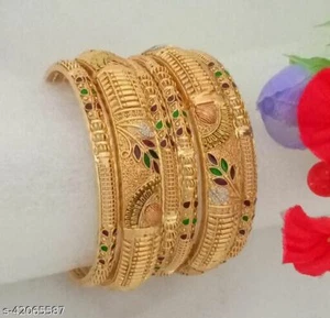 Brazalete de joyería con perlas chapadas en oro tradicionales indias de Bollywood - Imagen 1 de 10