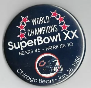 CHICAGO BEARS SUPER BOWL XX CHAMPIONS NFL FOOTBALL VINTAGE PINBACK/BUTTON MINT - Picture 1 of 2