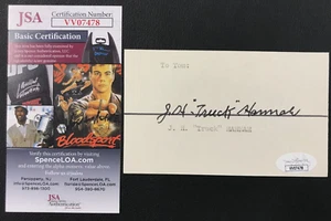 J.H. "Truck" Hannah Autographed 3x5 Card JSA w/COA MLB New York Yankees (d.'82)! - Picture 1 of 4