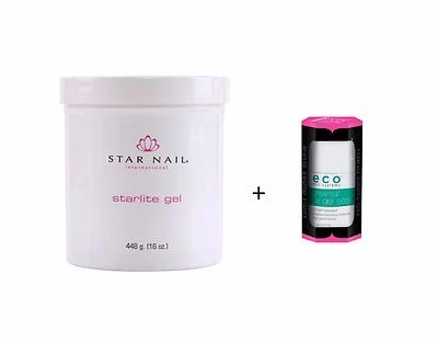 STAR NAIL INTERNATIONAL STAR NAIL STARLITE GEL Thick clear 16 OZ(448 oz) plus ECO UV GEL SEAL 0.5 OZ