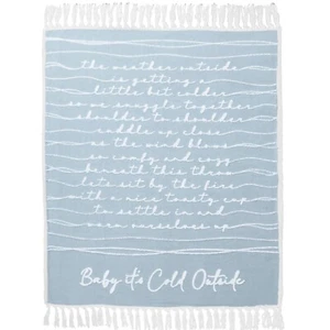 Pavilion Blue Baby It's Cold Outside Sherpa Tassel Plush Blanket 50 x 60 Inch - Picture 1 of 4