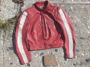 VINTAGE Swiss BRUBA goat leather Cafe Racer Motorcycle Jacket unisex sz 4 - Picture 1 of 19