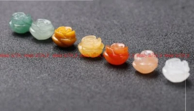 5Pcs green Aventurine Multicolor Jade Rose Carved Beads Gemstone Beads 6x16mm - Image 1 of 4