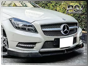V Style Carbon Fiber Front Bumper Lip For 2011-14 BENZ W218 CLS500 CLS550 w/ AMG - Picture 1 of 3