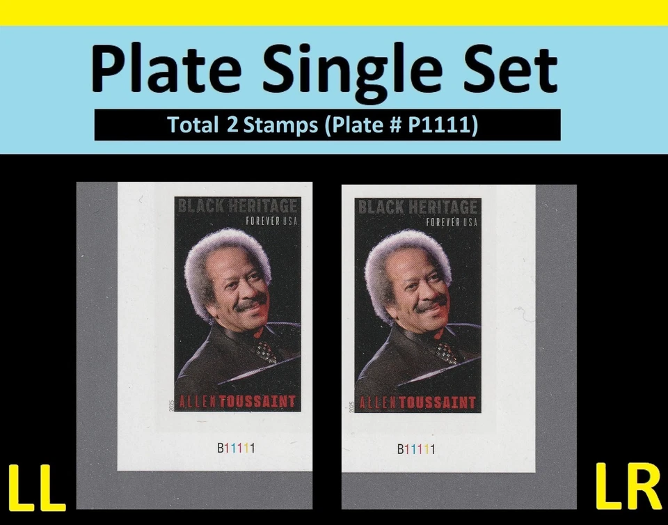 US 5957a Black Heritage Allen Toussaint imperf NDC plate single set 2 MNH 2025 - Image 1 of 1