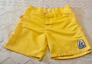 VTG Kanvas Katin Surf Trunks Shorts Mens 40 Yellow Nylon Custom Patch Surf USA! - Picture 1 of 6