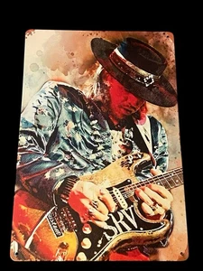 Stevie Ray Vaughn Sign 8X12 Aluminum Blues Rock Band Guitar Double Trouble - Picture 1 of 1