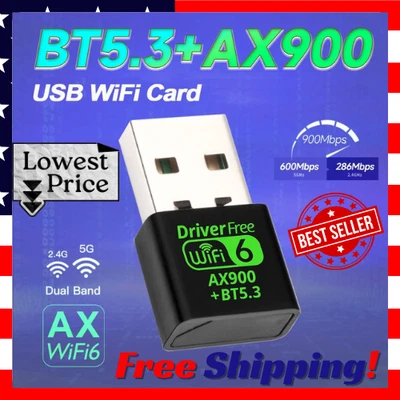 Wifi 6 AX900M 802.11AX + Bluetooth Mini USB Dongle Dual Band for PC Win 10/11 - Image 1 of 4