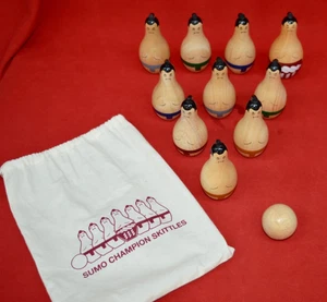 SUMO CHAMPION KEGELN SET MIT BAUMWOLLAUFBEWAHRUNGSTASCHE - KOMPLETTER ZUSTAND! - Bild 1 von 7