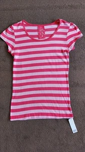 Ladies Pink stripe stretch top size 10-12 new with tag - Picture 1 of 4