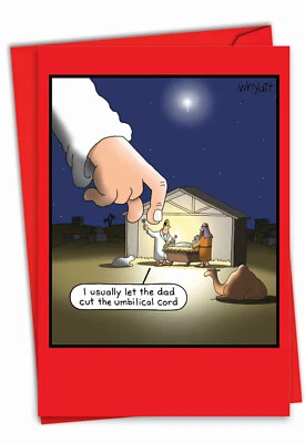 1 Divertida Tarjeta de Feliz Navidad con Sobre - Cordón Umbilical C5517XSG Foto 1 de 4