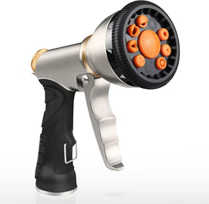 Heavy Duty Metal Garden Hose Nozzle, 9 Adjustable Spray Patterns, High Pressure - Picture 1 of 1