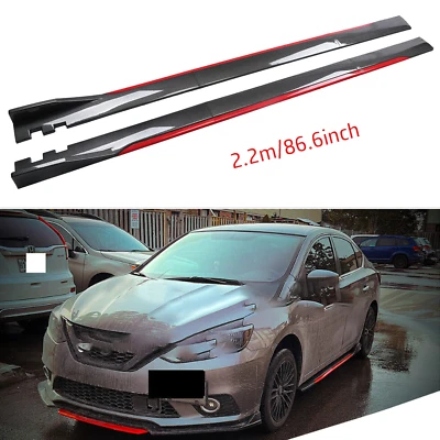 For BMW E90 E92 Carbon Fiber Look 86.6" Side Skirt Extension Spoiler Splitter — 第 1/4 张图片