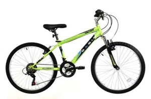 Basis Bolt Mountain Bike Junior Boys Hardtail MTB 24" Wheel 18 Speed Green - Picture 1 of 4