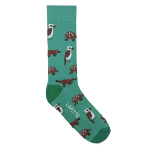 845077 AUSSIE ANIMALS LAFITTE PATTERNED SOCKS COMBED COTTON MENS SIZE AU 6-11 - Picture 1 of 1