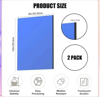 6 McKal Acrylic Sheets Deep Blue  12" X 8" - Image 1 of 4