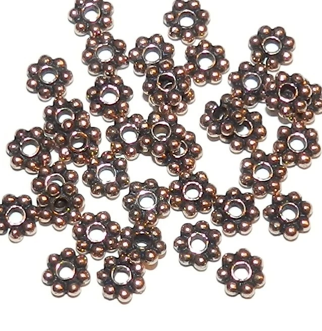 Cuentas espaciadoras de metal margarita rondelle punteadas de 6 mm de cobre envejecido de lujo MB373 40 piezas Foto 1 de 1
