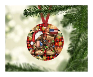 ARMY VETERAN 3.5" ROUND CUSTOM METAL CHRISTMAS ORNAMENT - Picture 1 of 1