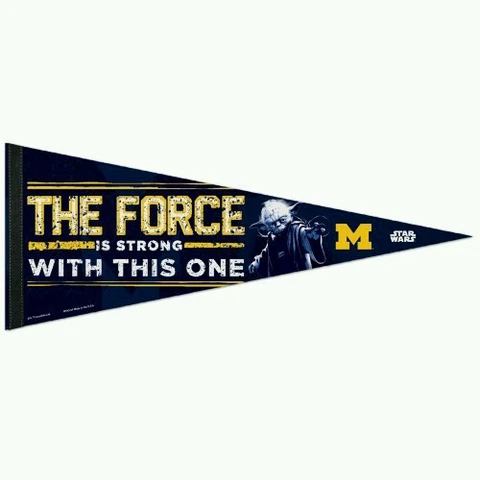MICHIGAN WOLVERINES STAR WARS YODA PREMIUM QUALITY PENNANT 12"X30" BANNER Cover