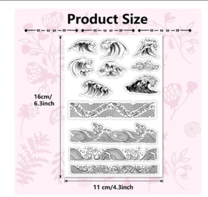 Border Timbri Trasparenti Onde Ocean Card NUOVO Spedizione Gratuita - Foto 1 di 1