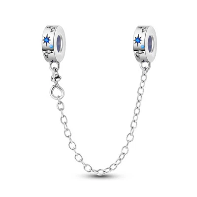 MULA Brilliant Starry Sky Rubber Charm AAA CZ Fit Bracelet 925 Sterling Silver - Image 1 of 4