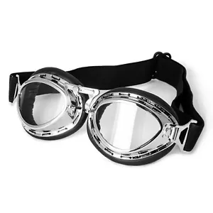Gafas Custom Moto Aviador Vintage Clásicas Goggles Plata Negro - Imagen 1 de 5