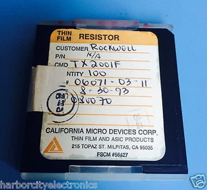 TX2001F CALIFORNIA MICRO DEVICES WIDERSTAND DÜNNSCHICHT ROCKWELL 100/Einheiten - Bild 1 von 3