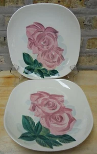 2 Vintage RED WING Keramik 10,25" LEXINGTON ROSE handbemalt SPEISETELLER - Bild 1 von 5