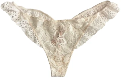Victorias Secret Dream Angels Coconut White Crochet Lace Thong Panties Size L - Image 1 of 4
