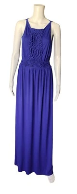 Maxi Vestido TRINA TURK Para Mujer Talla 6 Azul Sin Mangas Crochet Deidi Elastizado Tanque Foto 1 de 4