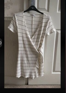 Zara white with black stripe playsuit size small - Picture 1 of 4