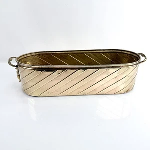 Vintage Art Deco großer massiver Messing Korb Pflanzgefäß mit Engel Griffen 18" lang - Bild 1 von 14