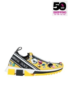 RRP€1450 DOLCE & GABBANA Sneakers slip on US5 UK2 EU35 strass Made in Italy - Foto 1 di 7