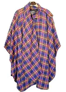 Sonora Premium Texas Mohair Originals Shawl Wrap Lined Poncho Plaid Plus Sz Vtg - Picture 1 of 9