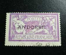 SELLOS ANDORRA FRANCESA USADOS 1931 PRIMERA EMISION SOBRECARGADA. 3 FRANCOS