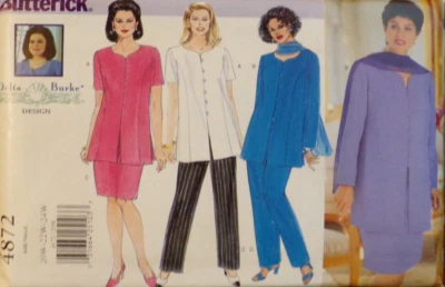 Butterick Sewing Pattern 4872 Delta Burke Womens Tunic Skirt Pants Size 20W-24W - Image 1 of 4