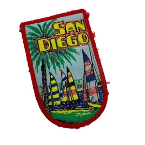 Vintage San Diego Embroidered Sew On Patch, Retro Sail Boats, Palm Tree READ - Picture 1 of 3