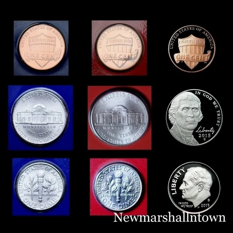 2015 P+D+S Lincoln Jefferson Roosevelt Mint Proof Set ~ Lot of Nine U.S. Coins Cover