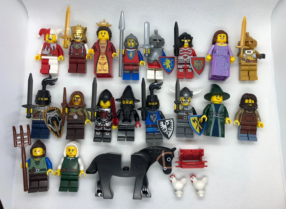 18 X USADAS LEGO Castillo Minifiguras Figuras Rey Reina Caballero León Dragón Caballo L202 Foto 1 de 1