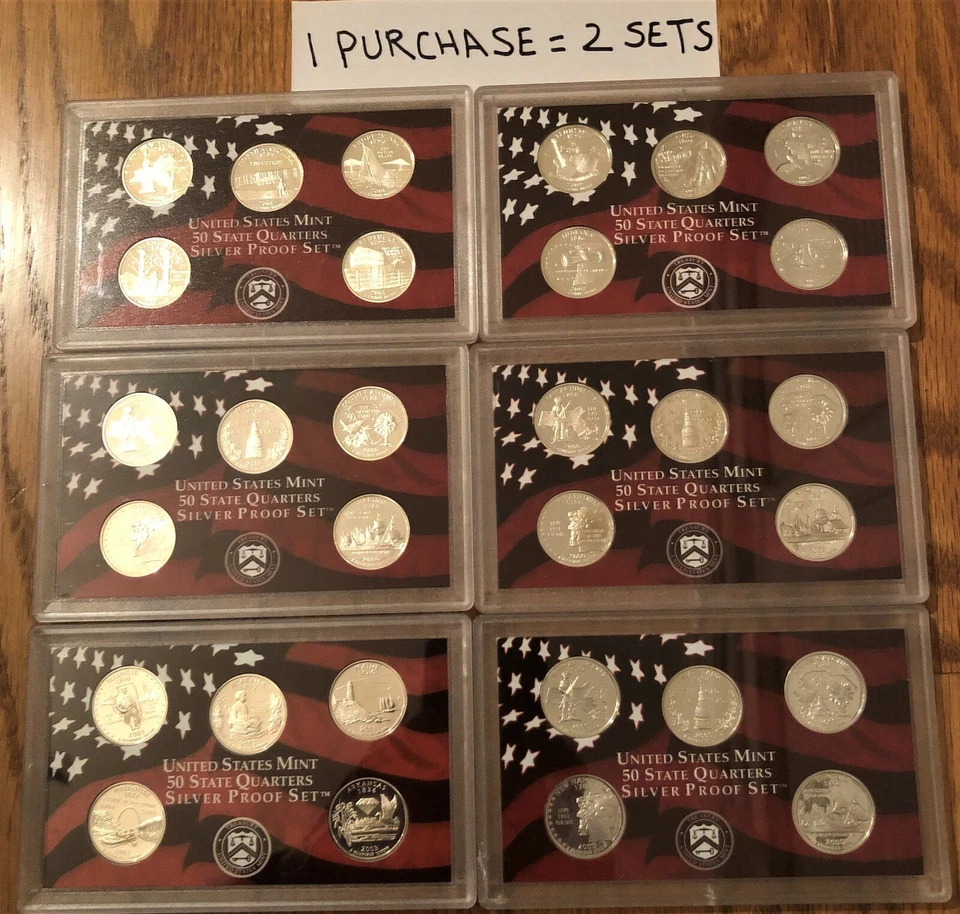 1999-2015 UNITED STATES MINT SILVER STATE QUARTER PROOF SETS 1 PURCHASE = 2 SETS - Image 1 of 1