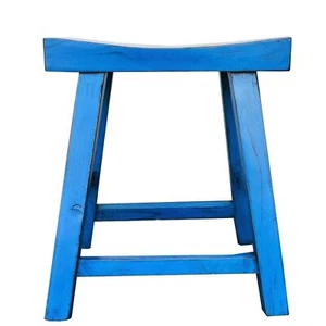holzhocker bank blau massivholz chinesische sitzbank schuhbank handgefertigt - Bild 1 von 5
