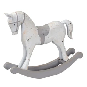 Schaukelpferd 37,5 x 32cm (BxH) grau weiss,Weihnachtsdeko,Nostalgie - Bild 1 von 3