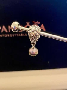 Authentic Pandora Two Tone 14k Grape w Black Pearl /Diamond 790547D Rare - Bild 1 von 4